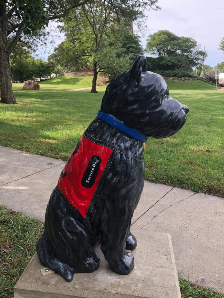 Statue of a dog outside